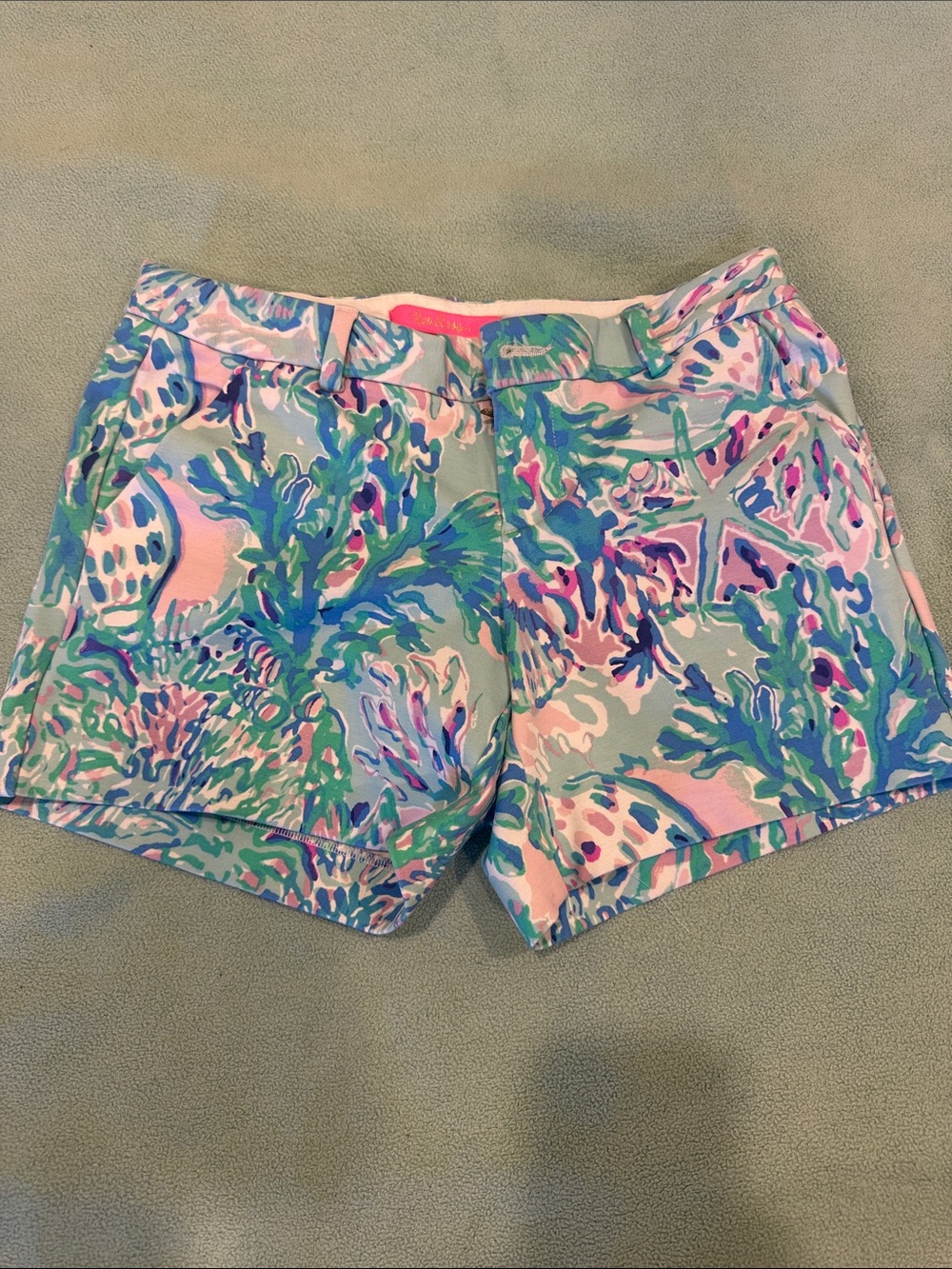 Lily Pulitzer Printed Coral Reef Women's Shorts - Pink, Blue & Green Size 0